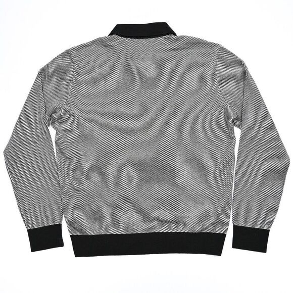 RAG & BONE Harrow Polo Shirt Mens XL Long Sleeve Wool Blend Knit Black Trim - Picture 9 of 12